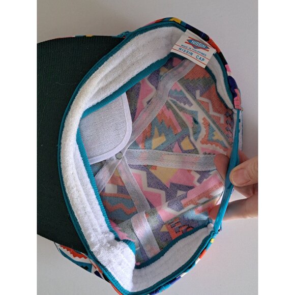 Vintage 90s Nissin Snapback Rope Hat Aztec Colorful Adjust Skater Streetwear Cap - Picture 5 of 7